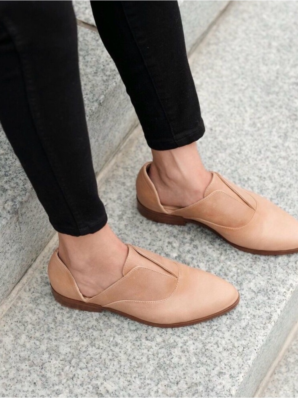 NWOB NISOLO Emma d'orsay Almond Oxford Leather Loafer Size 9